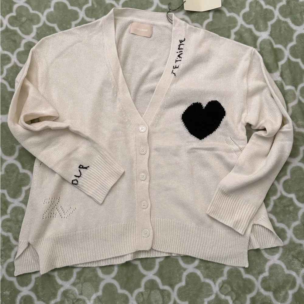 Zadig & Voltaire Cashmere Sweater NWT Amour Heart White - Picture 3 of 10